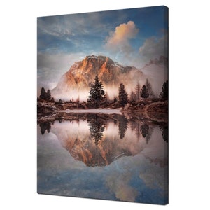 Stunning Landscape Passo Di Falzarego Lake Mountains Italy Modern Canvas Print Wall Art Picture