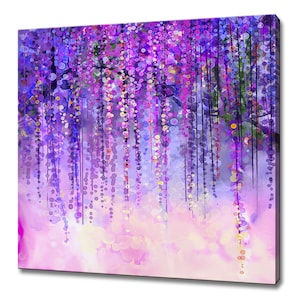 Beautiful Purple Flowers, Modern Floral Design Home Decor, Watercolour Painting Style Canvas Print Wall Art Picture Wall Hanging