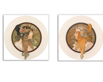 Tenture Murale ALPHONSE MUCHA – Byzantine Brunette, 58 Cm, Style Art Déco