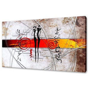 Retro Vintage African Couple Figures Modern Design Home Decor Canvas Print Wall Art Picture