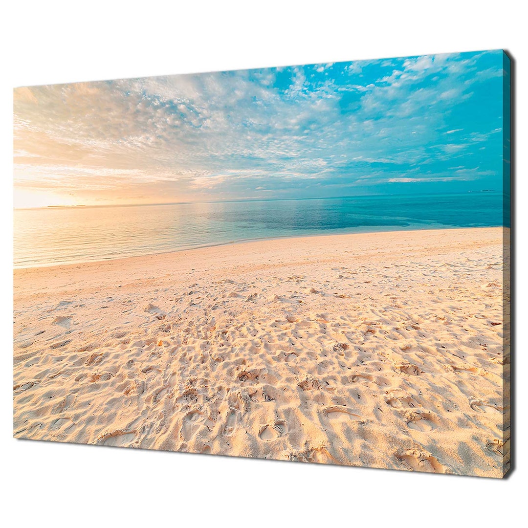 Cloudy Sunset Over the Beach Seascape Modern Design Home Decor Canvas ...