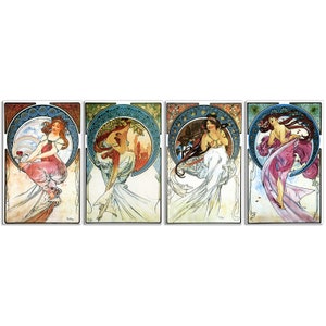 Alphonse Mucha The Arts (1898) Art Nouveau Reproduction Set Of 4 Panels Modern Style Canvas Print Wall Art Picture