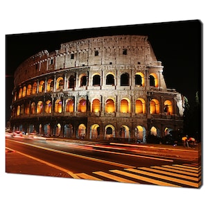 Time Lapse Photo Of The Colosseum In Rome At Night Italy Modern Design Home Decor Canvas Print Wall Art Picture