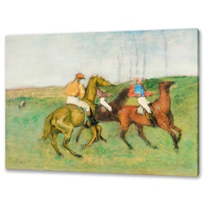 Edgar Degas, Jockeys and Race Horses (ca. 1890–1895) Reproduction Impressionism Style Canvas Print Wall Art Ready To Hang