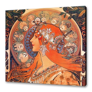 Alphonse Mucha Zodiac Woman Art Nouveau Reproduction Single Panel Modern Style Canvas Print Wall Art Picture