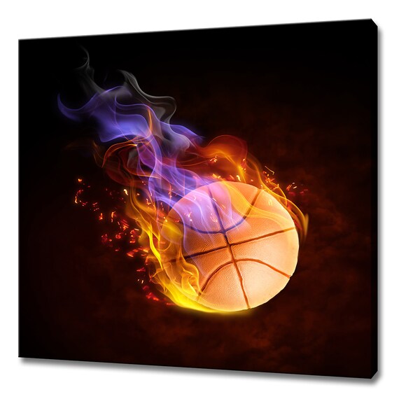 Burning Basketball on Fire Flames Sport Modern Design Home Etsy