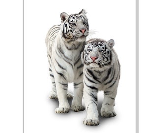 Hermoso cuadro moderno con dos tigres blancos, diseño de animales, impresión en lienzo para decoración del hogar, arte de pared para colgar en la pared.