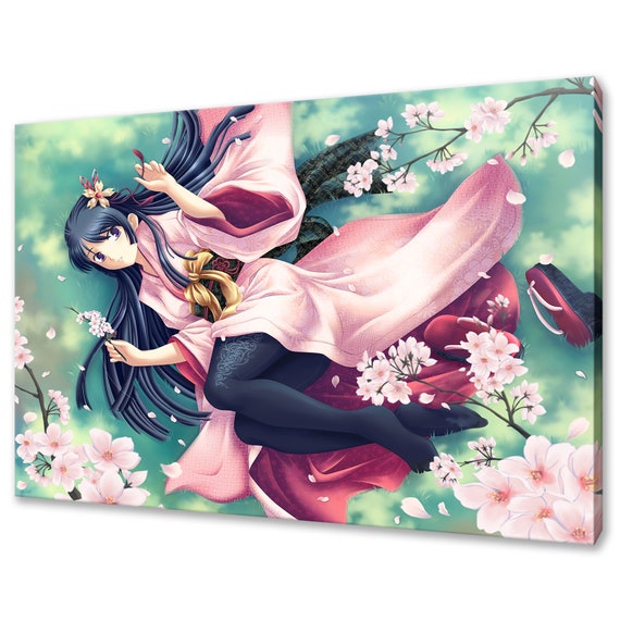 Manga Anime Kimono Girl Blossom Flowers Modern Design Home - Etsy Ireland
