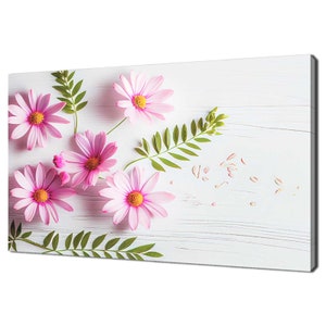 Pink Daisy Flowers Modern Floral Design Home Decor Canvas Print Wall Art Picture Ready To Hang