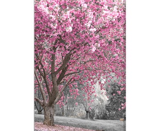Hermoso cerezo en flor rosa, diseño moderno, decoración del hogar, lienzo impreso, arte de pared, cuadro para colgar en la pared