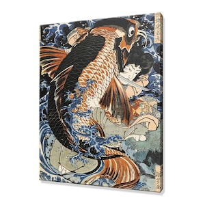 Benkei (Oniwakamaru) Fighting The Giant Carp Utagawa Kuniyoshi Modern Japanese Design Canvas Print Home Decor Wall Art