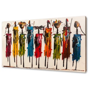 Bunte Massai Kenia Afrika Menschen Ethnische Modernes Design Wohnkultur Leinwand Wand Kunst Bild
