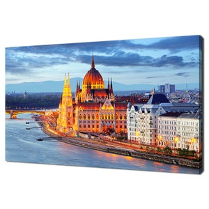 Budapest Hungary Parliament At Night Modern Design Home Decor Canvas Print Wall Art Wall Hanging