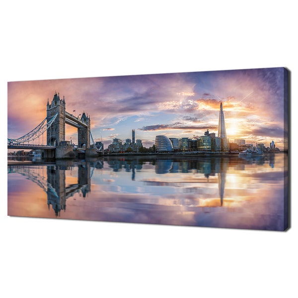 The Iconic Skyline Of London During Sunset Tower Bridge Panoramic Modern Design Home Decor Canvas Print Wall Art Picture Wall Hanging