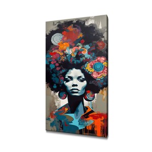 Beautiful Colourful Graffiti Afro Girl Woman Fashion Modern Design Home Decor Canvas Print Wall Art Picture Wall Hanging