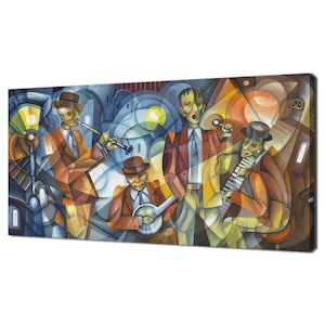 Colourful Cubism Art Music Orchestra Modern Design Home Decor Canvas Print Wall Art Picture