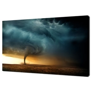 Sunset Dramatic Tornado Storm Landscape Modern Design Home Decor Canvas Print Wall Art Picture Wall Hanging