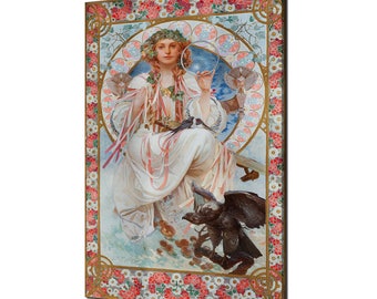 Alphonse Mucha Portrait Of Josephine Crane-Bradley As Slavia (1908) Art Nouveau Reproduction Modern Style Canvas Print Wall Art Picture