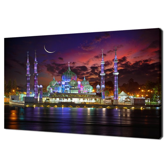 Masjid Kristal Crystal Mosque Kuala Terengganu, Malaysia Modern Design Home Decor Canvas Print Wall Art Picture Wall Hanging