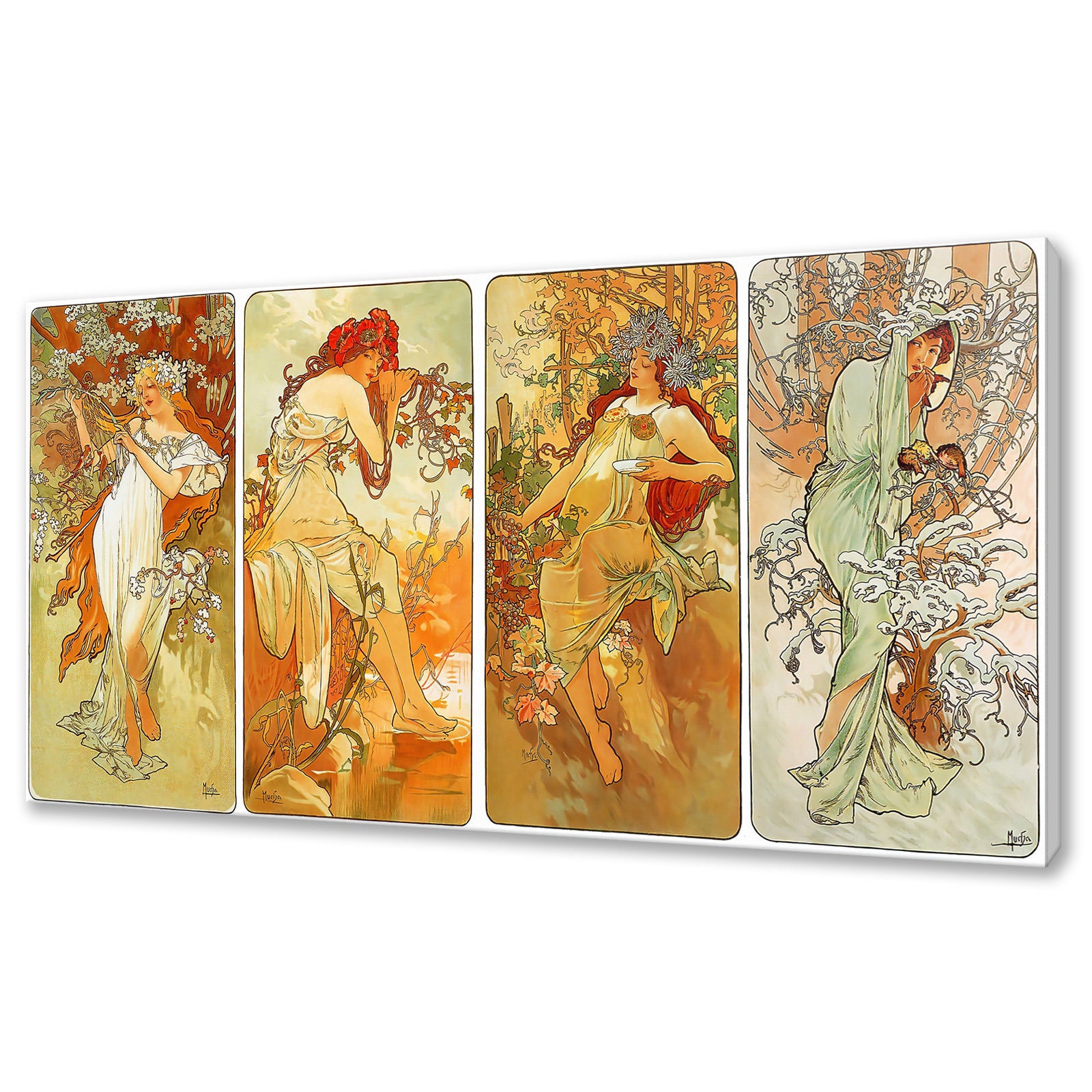 Alphonse Mucha the Four Seasons Art Nouveau Reproduction Single