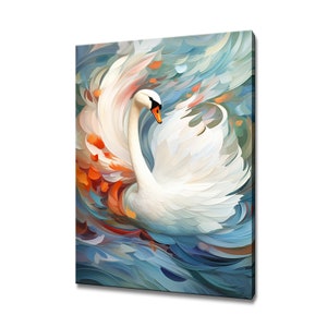 White Swan Bird Painting Canvas Print, Birds Modern Design Home Wall Decor, Nature Canvas Print Wall Art, Gift For Bird Lover