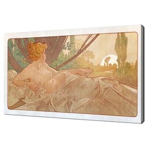 Alphonse Mucha Dusk (1899) Art Nouveau Reproduction Single Panel Modern Style Canvas Print Wall Art Picture