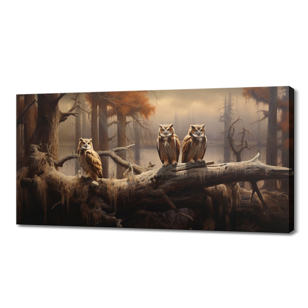 Owls in the Enchanted Forest Canvas Print, Wildlife Inspired Art ...