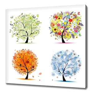 Four Seasons Abstract Trees Modern Design Home Decor Canvas Print Wall Art Picture