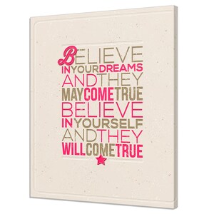 Believe In Your Dreams Inspirational Love Quote Saying Modern Design Home Decor Canvas Print Wall Art Wall Hanging