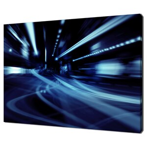 Blue Street Car Lights Motion Modern Design Home Decor Canvas Print Wall Art Picture Wall Hanging