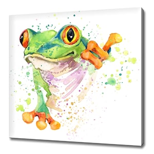 Frog Watercolour Paint Splatter Animal Modern Design Home Decor Canvas Print Wall Art Picture Wall Hanging