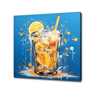 Alcoholic Cocktail Drink Glass With Fruits Watercolour Canvas Print, Kitchen Modern Art, Home Restaurant Bar Decor Picture Wall Hanging