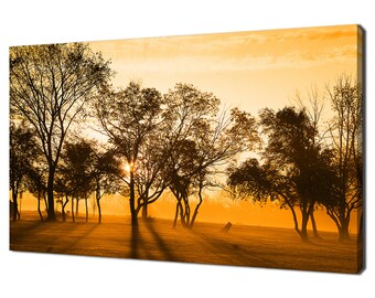 Paisaje con luz del sol de la mañana, diseño moderno, decoración del hogar, lienzo impreso, arte de pared, cuadro para colgar en la pared