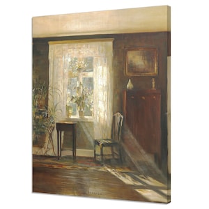 Sunshine In The Living Room Carl Holsoe Reproduction, Vintage Painting Canvas Print Wall Art, Antique Danish Interior Art, Farmhouse Decor