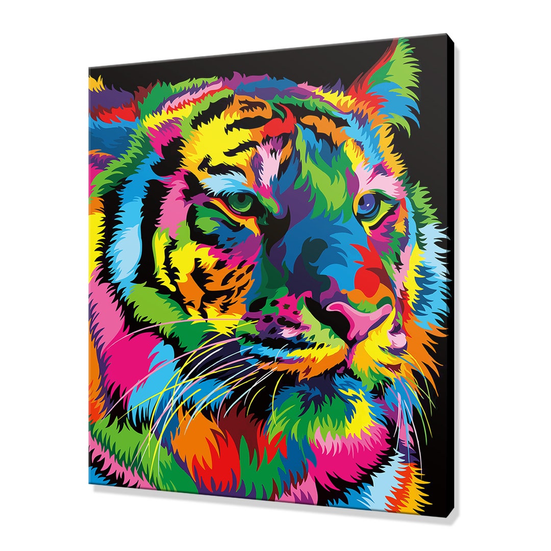 Colourful Abstract Tiger Modern Design Pet Home Decor Canvas Print Wall ...