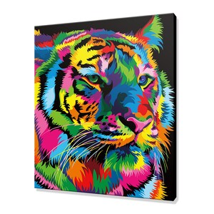 Colourful Abstract Tiger Modern Design Pet Home Decor Canvas Print Wall Art Picture