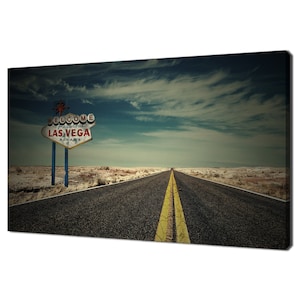 Leaving Las Vegas, Las Vegas Road Sign Modern Design Home Decor Canvas Print Wall Art Picture Wall Hanging