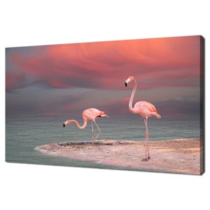 Beautiful Pink Flamingo Birds On The Island Modern Design Home Decor Canvas Print Wall Art Picture Wall Hanging