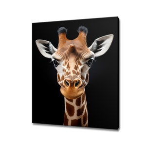 Giraffe Portrait Animal Canvas Print, Gift For Giraffe Lover, Giraffe Home Decor, Giraffe Wall Art Portrait Print, Artwork For Nature Lovers