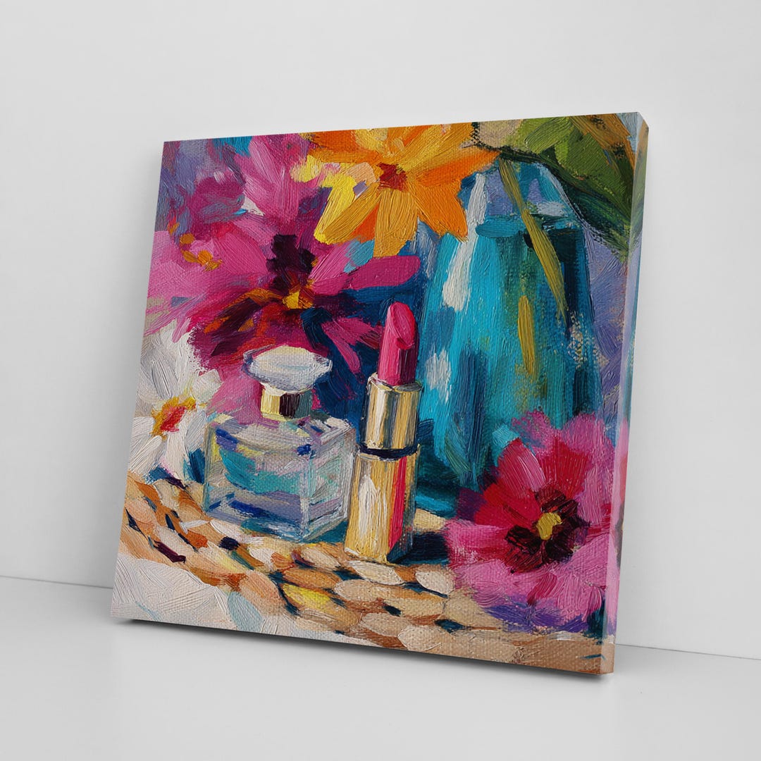 Lipstick Perfume Bottle Canvas Print, Fashion Glam Wall Art, Chic ...