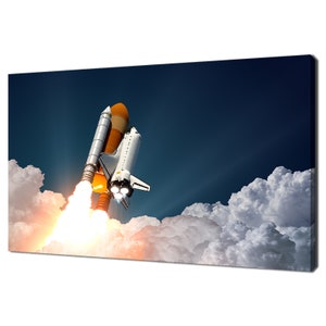 Space Shuttle Lunch Galaxy Space Modern Kids Room Design Home Decor Canvas Print Wall Art Picture