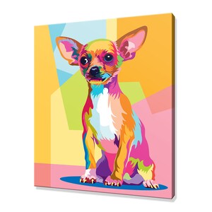 Colourful Chihuahua Dog Abstract Modern Design Pet Home Decor Canvas Print Wall Art Picture