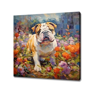 English Bulldog Dog Animal Canvas Print, Gift For English Bulldog Lover, Colourful English Bulldog Portrait Painting Print, Dog Pet Wall Art