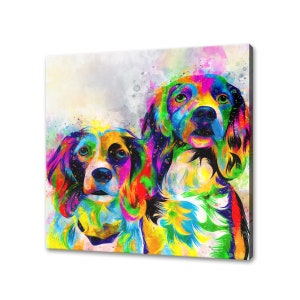 Colourful Spaniel Dogs Watercolour Canvas Wall Art Picture Print Wall Hanging Pet Home Decor Handmade Ready To Hang