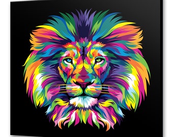 Colourful Abstract Lion Portrait Animal Modern Design Home Decor Canvas Print Wall Art Picture Wall Hanging