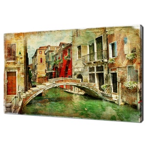 Venetian Canal Venice Italy Grunge Modern Design Home Decor Canvas Print Wall Art Picture
