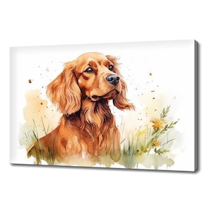 Brown Spaniel Dog Watercolour Canvas Print Art, Modern Design Home Decor, Animal Pet Canvas Print Wall Art, Gift For Dog Lover