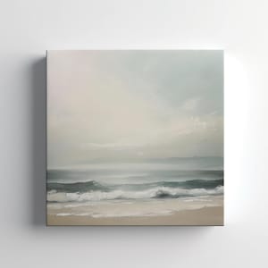 Beautiful Calm Seascape Vintage Style Painting Canvas Print Wall Art, Landscape Print Home Decor, Scenic Coastal Country Home Art