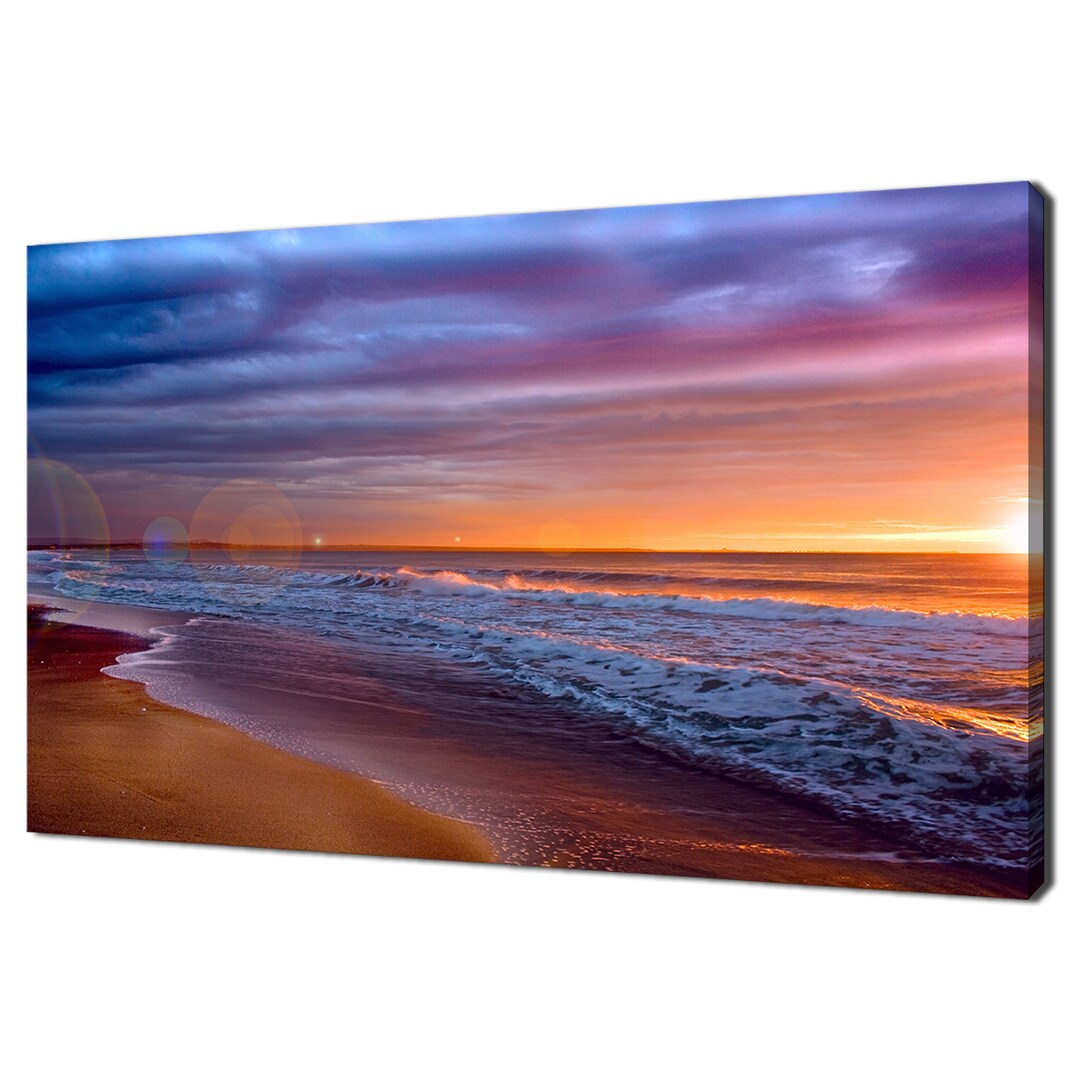 Beautiful Beach Sunset Seascape Modern Design Home Decor Canvas Print ...