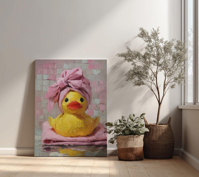 cute-yellow-rubber-duck-with-pink-towel-wrapped-around-head-canvas